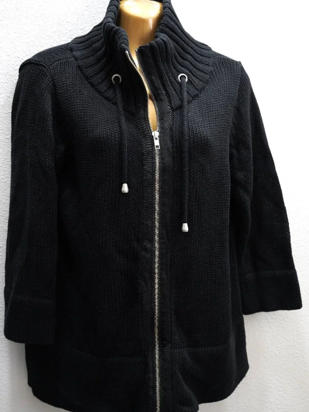Chico's Black Zip Cardigan size 1